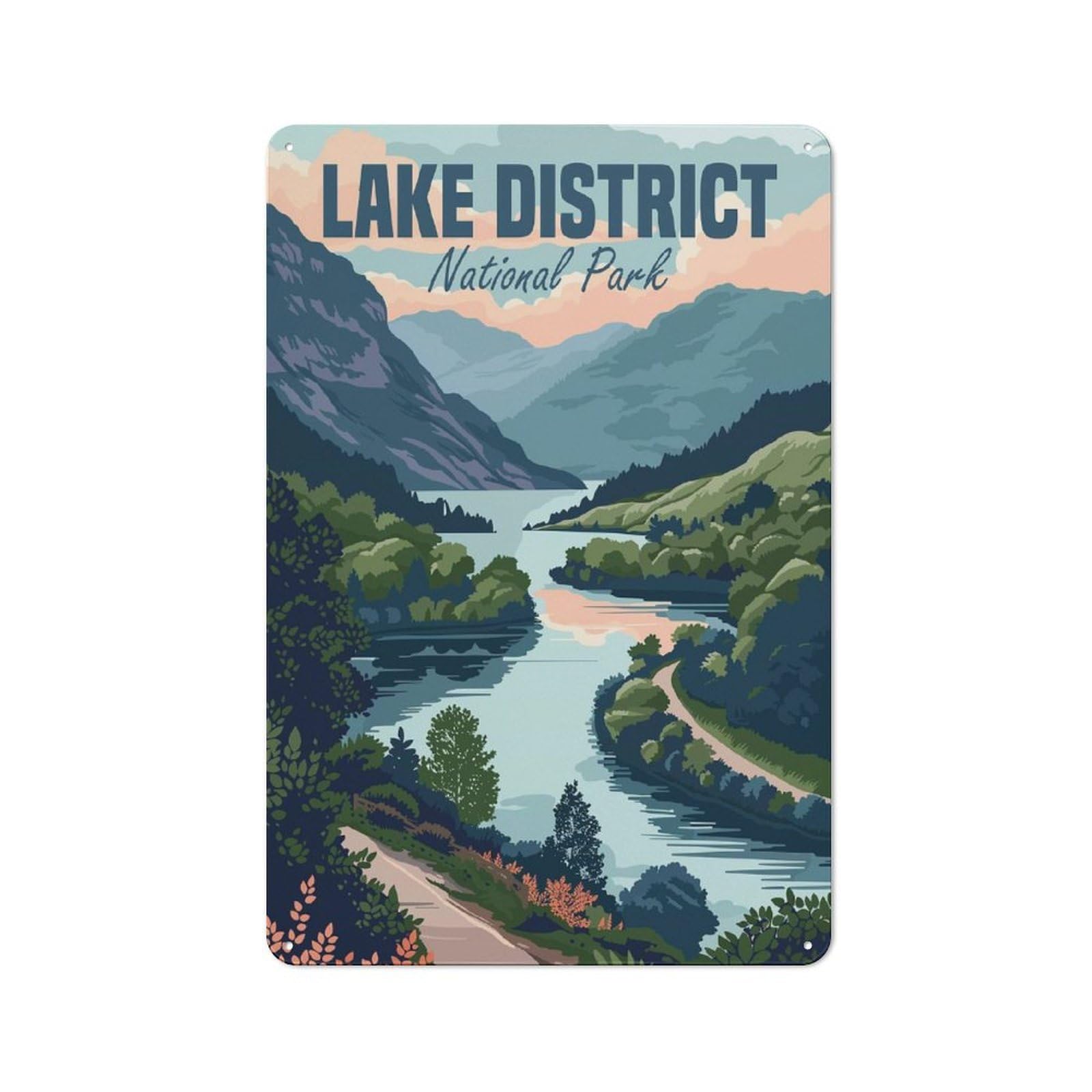 Vintage Lake District Metal Plaque 30x20cm, Bistro Wall Plaque for Coffee Bar, Kitchen, Bistro Or Tea Corner