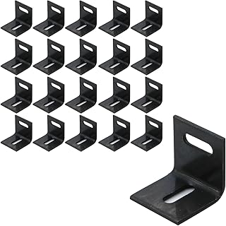 KUMGROT 20 Pcs Wood Table Top Expansion Bracket L Clip Fastener Connector Adjustable Corner Brackets Metals Right Angle Corner Brace for Woodworking Fasteners Hardware, Black