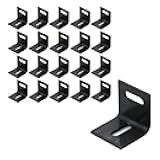 KUMGROT 20 Pcs Wood Table Top Expansion Bracket L Clip Fastener Connector Adjustable Corner Brackets Metals Right Angle Corner Brace for Woodworking Fasteners Hardware, Black