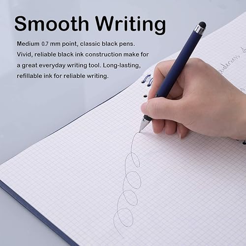 Miniatura 2 de Bolígrafos de tinta de gel negra de 0.028 in de punta media 2 en 1 con lápiz capacitivo, bolígrafo de trabajo de escritura suave para oficina,