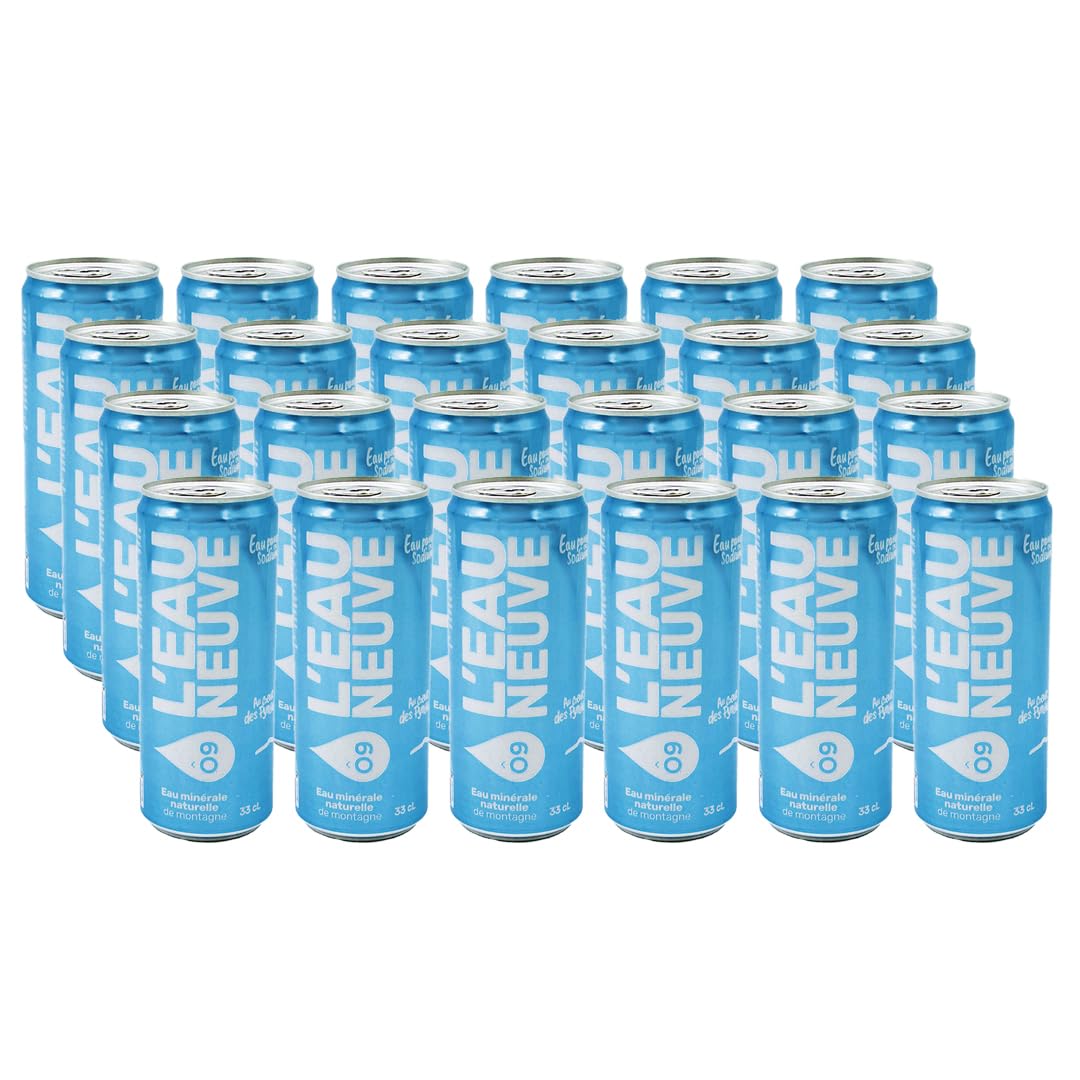 Canette Eau Neuve 24 Canettes x 33cl | Eau minérale naturelle naturellement pure à la source de Pédourès