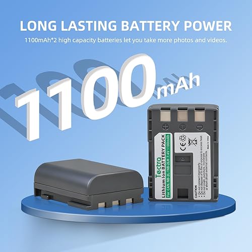Miniatura 6 de Tectra Paquete de 2 baterías NB-2L NB-2LH y cargador dual LED para Canon Rebel XTi XT PowerShot G7 G9 DC301 DC310 DC320 DC330 DC410 Elura 40 50 60