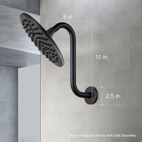 Vista 25 de OFFO Extensión de cabezal de ducha de 12 pulgadas, brazo en forma de S de bronce aceitado con brida, extensión de ducha de cuello de ganso de gran