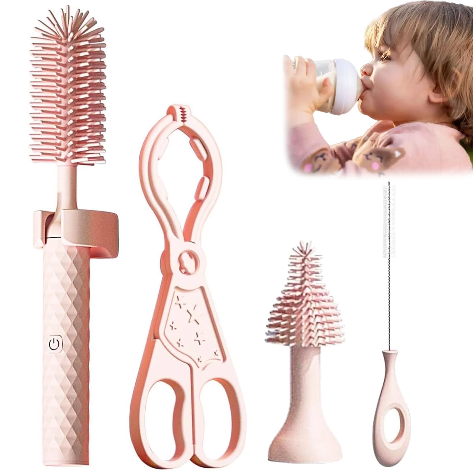 MOMMED Electric Bottle Cleaner Set, 360° Rotation, Travel Set Includes...