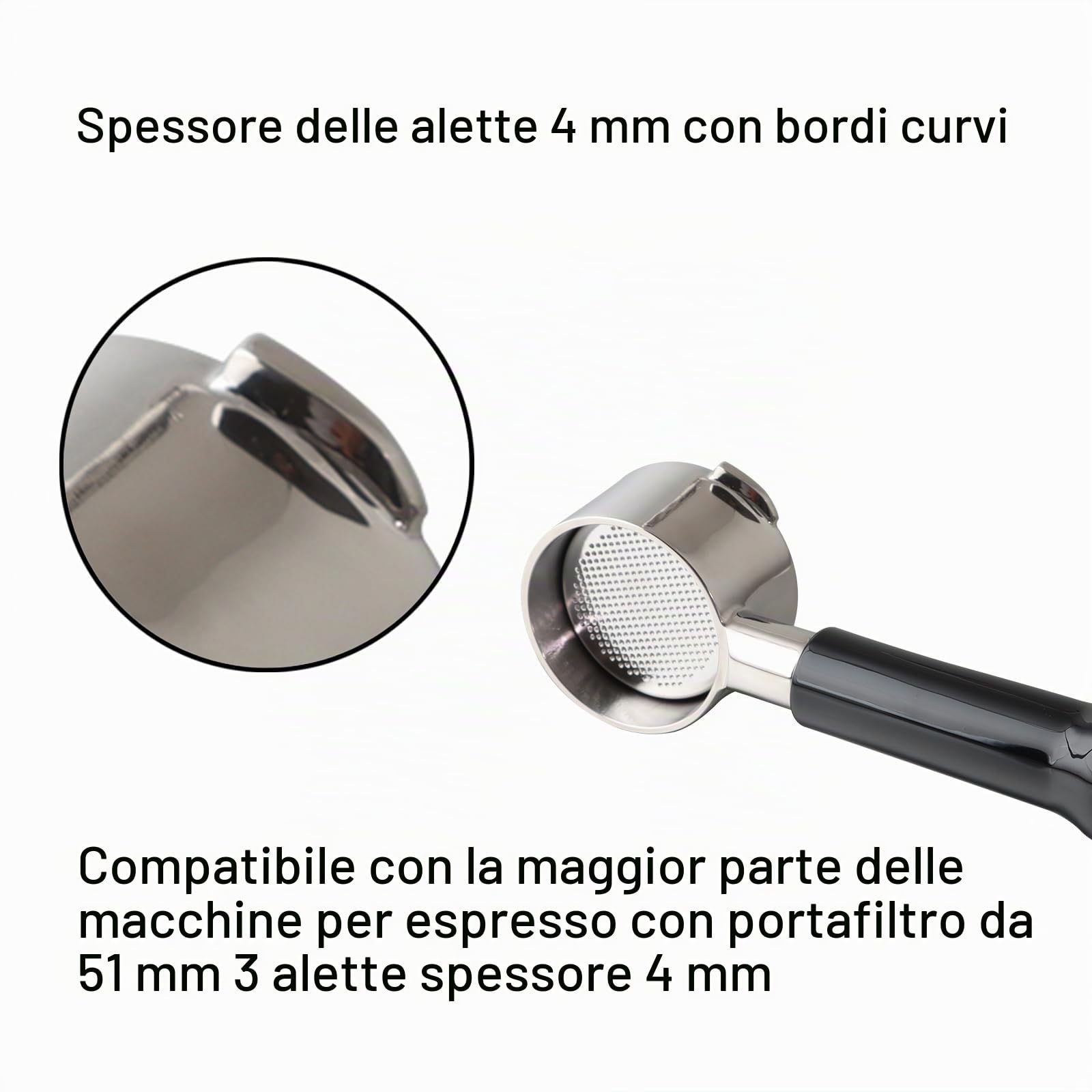 CAPFEI Portafiltro, 51 mm, per Cecotec Power Espresso 20, con 3 orecchie, spessore 4 mm