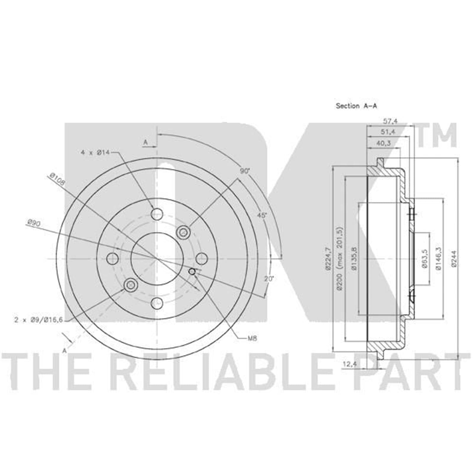 2X NK 200mm Bremstrommeln hinten | 2x 252547 Kompatibel mit Fiesta Stufenheck,fiesta VI (CB1, Ccn),fiesta VI Van,ka III (uk, Fk),ka III Stufenheck (tk, Fk)