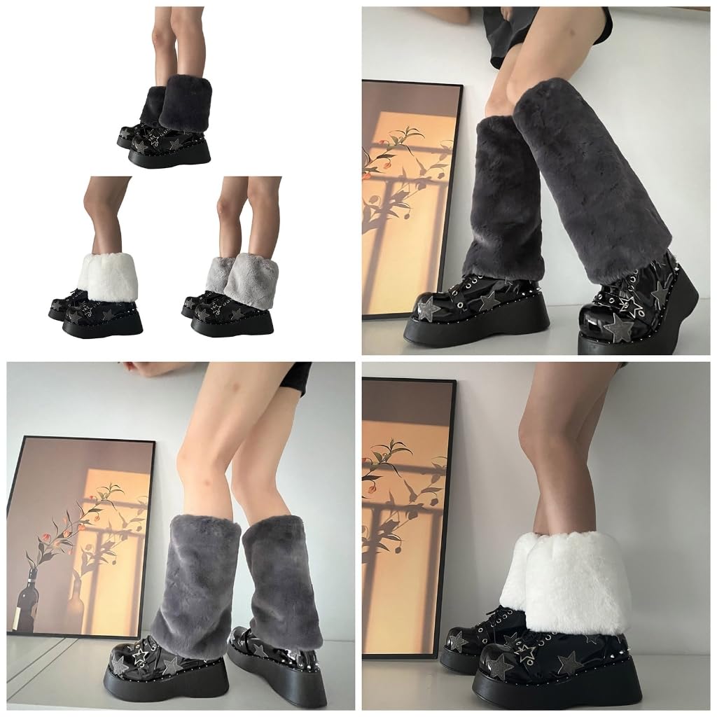 Women Furs Leg Warmer Winter Furry Long Boot Cuffs Fuzzy Party Costume for Holiday Festival Performances Play