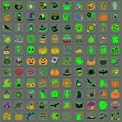 Partywind 204 PCS Individually Wrapped Sheets Glow Halloween Tattoos for Kids Party Decorations, Luminous Pumpkin Tattoo Stickers, Kids Halloween Treats, Party Supplies4