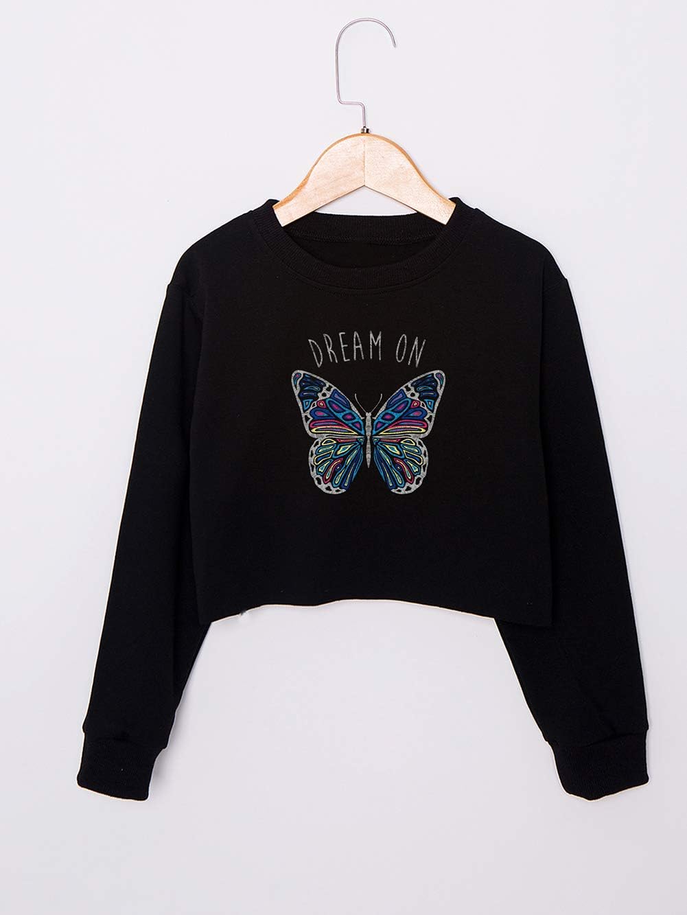 G-Amber Girls Crop Tops Sweatshirts Kids Cute Long Sleeve Printings Fashion Pullover Shirt