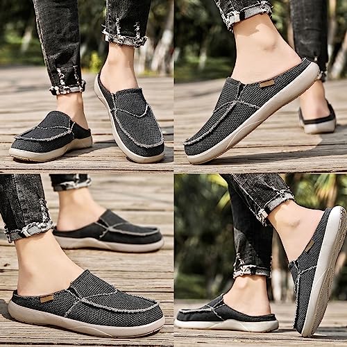 Men's Canvas Slip On Mules,Casual Lightweight Orthotic Walking Shoes Comfortable House Shoes for Plantar Fasciitis Pain Relief2