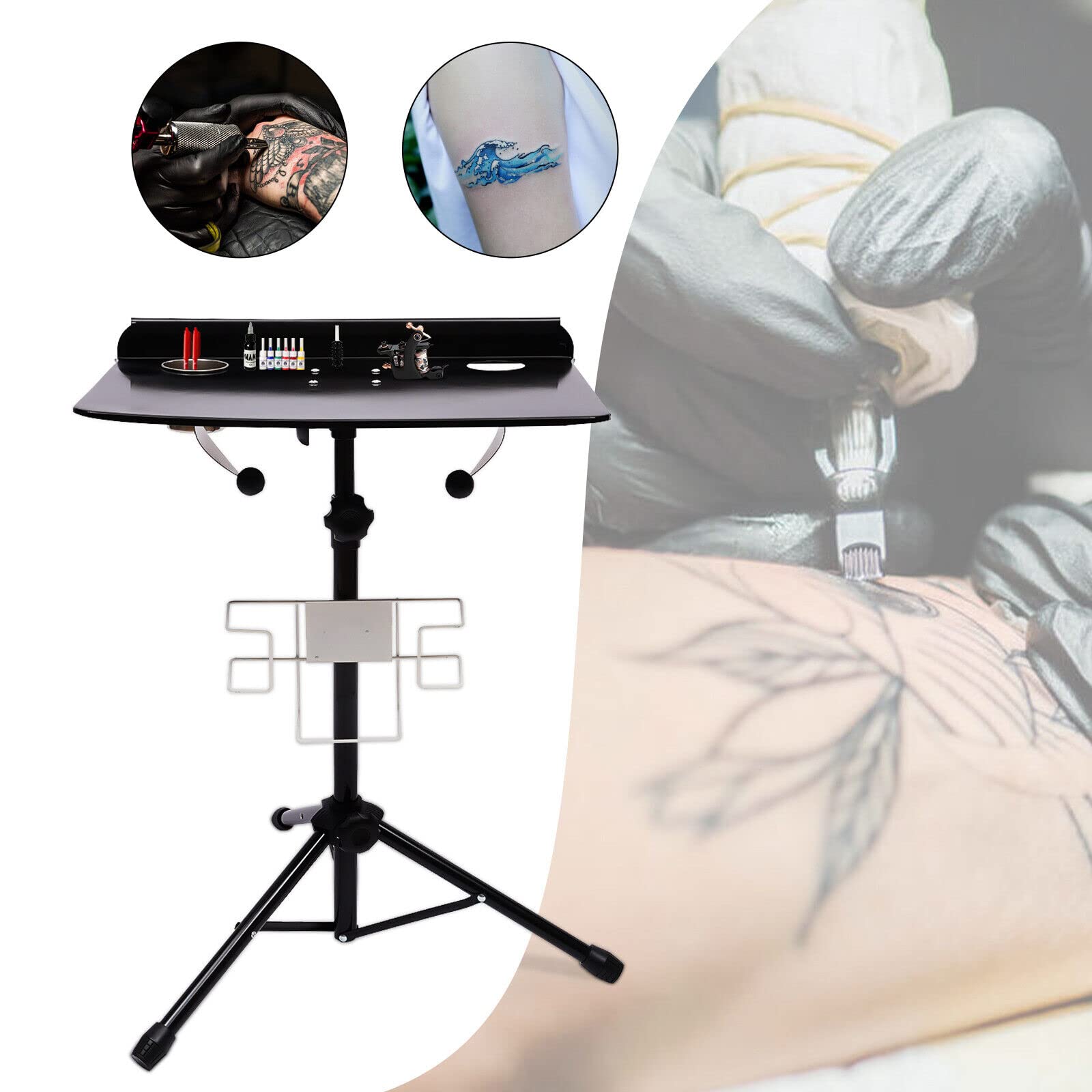 Tattoo Workstation Ständer Höhenverstellbar Tätowierung Zubehör Schreibtisch Einstellbare Tabelle Große mobile Work Station für Tattoo Beauty Massage Pediküre Maniküre Salon Instrument