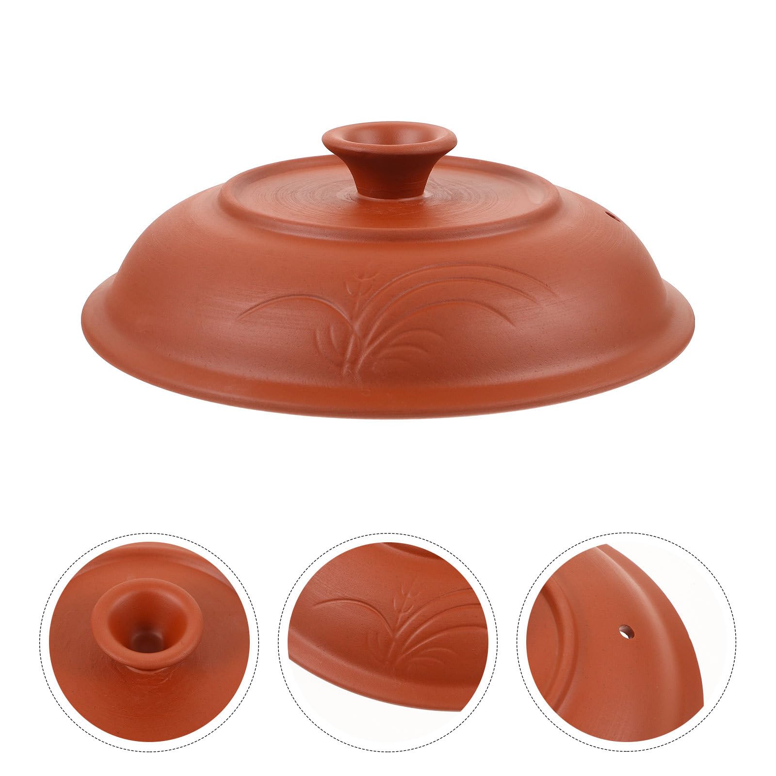 LIFKOME Coperchio per Pentola in Materiale Vetrificato con Manico Unico e Foro di Ventilazione, Adatto per Cucina e Hotel, Capacità da 4.5 a 6.0 Litri, Colore Marrone Stile Casuale
