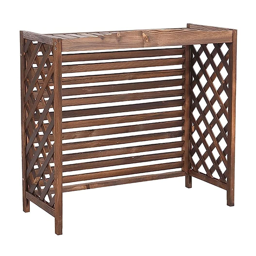 CENAP Wooden Flower Stand Outdoor Air Conditioner Fence Screen, Louvered Frame Hide Air Conditioner Protection Cover For Outside Units, 4 Sizes (Size : 110x51x85cm)