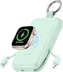 RORRY Chargeur portable, 10000mAh PD 20W Chargeur de charge rapide Portable Power Bank avec Câbles intégrés, Pack de batterie de voyage pour iPhone 15/14/13/12/11 et Apple Watch Ultra/9/8/7/6/5/4/3/2, blanc