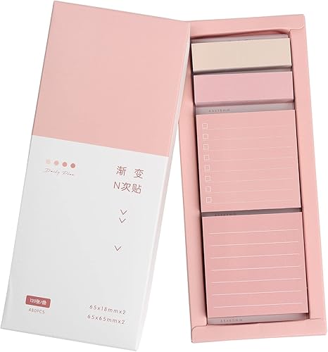 Juego de notas adhesivas con forro rosa 240 hojas de blocs de notas adhesivas pastel pestañas de índice autoadhesivas bonitos blocs de notas para