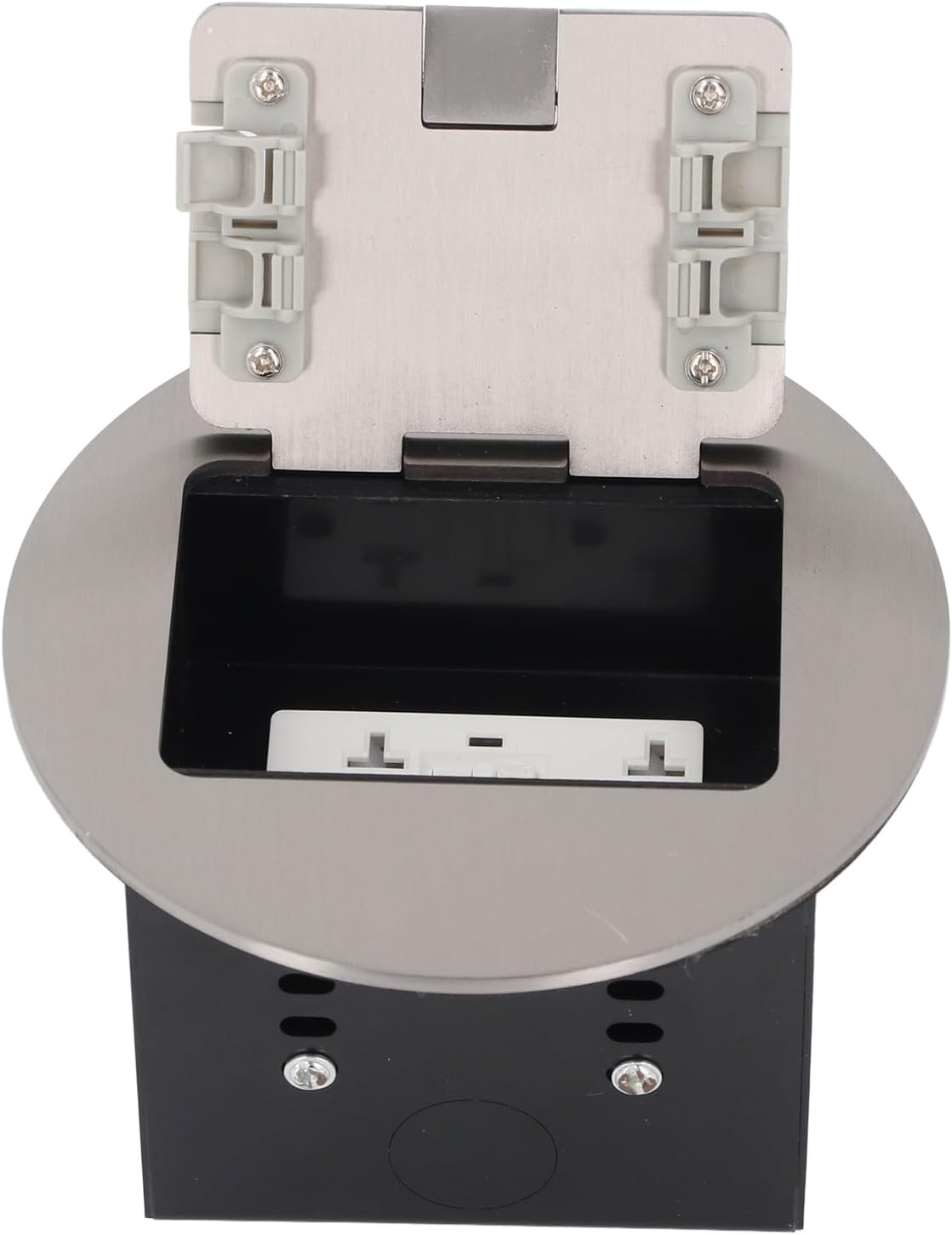 3 Prong Floor Outlet, Round Outlet Box Kit with 20A Current 2500W Power Embedded Installation Shopping Mall Home Decoration