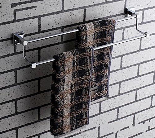 Modern minimalist square towel rack, all copper chrome plated double pole square towel rod