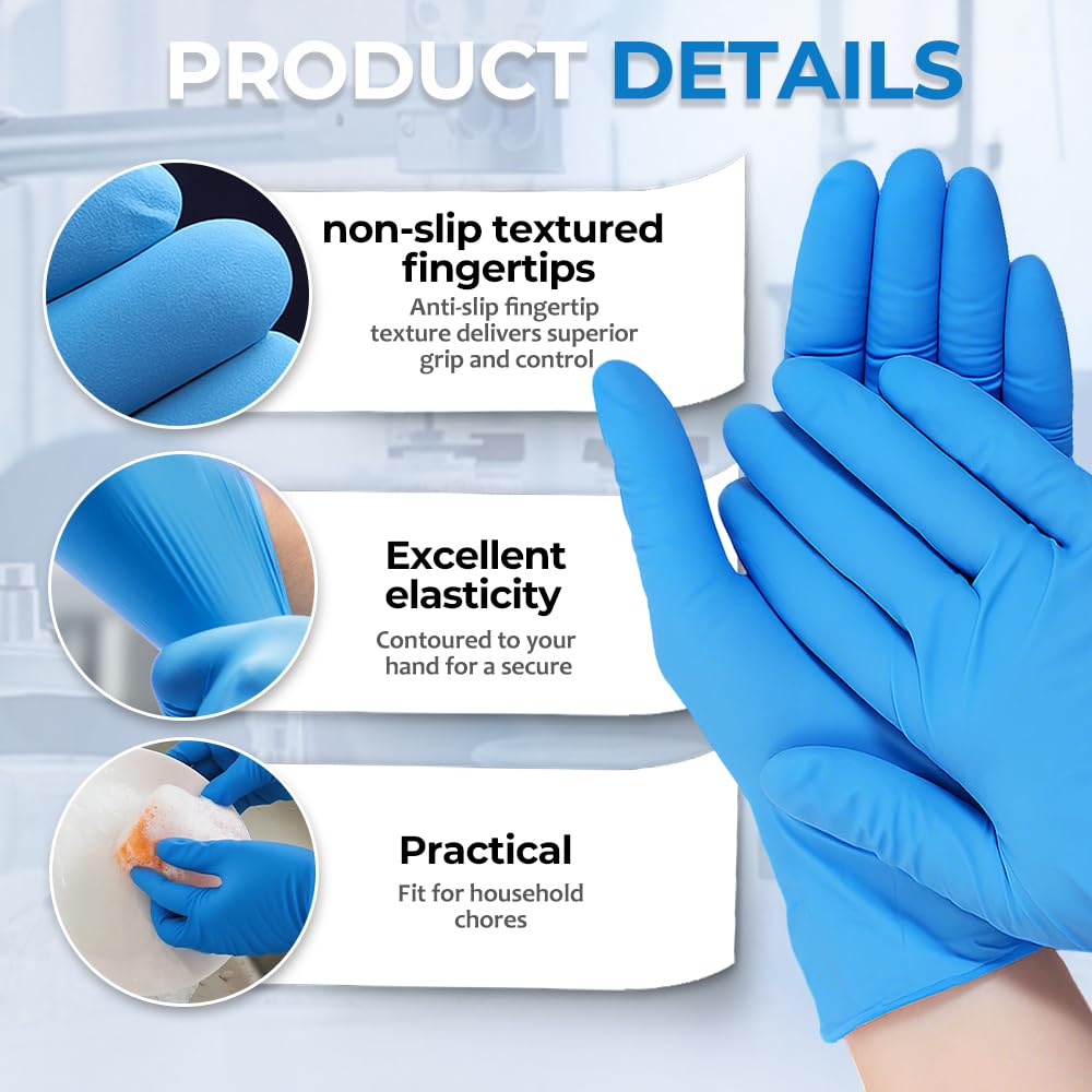 Lot de 100 gants jetables multi-usages en nitrile épais de 6 mm pour le nettoyage de la cuisine, la préparation des aliments (rose, taille M)