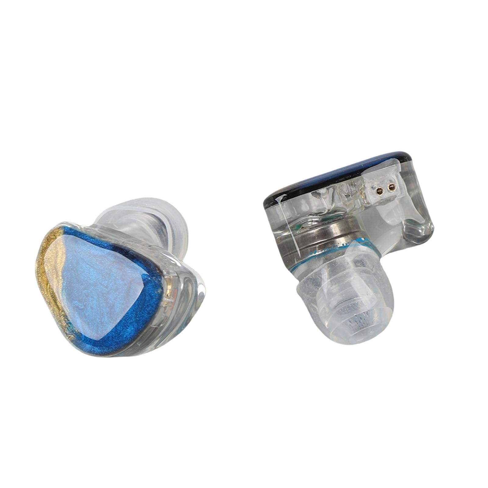 Ejoyous Auricolari IEM Auricolari Cablati HiFi con Guscio in Resina e Cavo Staccabile da 0,78 Mm a 2 Pin 32 Ohm con Isolamento Acustico Suono Stereo per Musicisti Cantanti Stage Studio (Blu Oro)