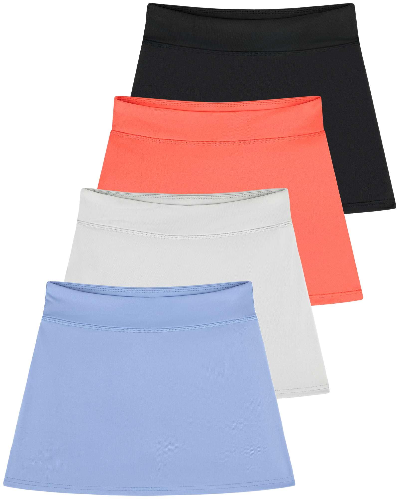 Real Essentials 4er Pack: Mädchen Active Skirt Athletic Performance Skort - Tennis Golf Rock mit Fahrrad kurzes Futter (4-16)