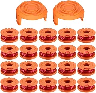 URPIZY Strimmer Spool, 20Pcs Spool Line with 2 Cover For Worx WA0010 WG154 WG163 WG180 WG184 Grass Trimmers Replace Parts