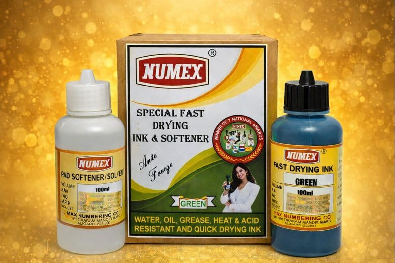 Image of NUMEX Green Batch Printing Solution (100 ML) | Fast Drying & Permanent Marking | Ink + Softener Combo | AI Tested