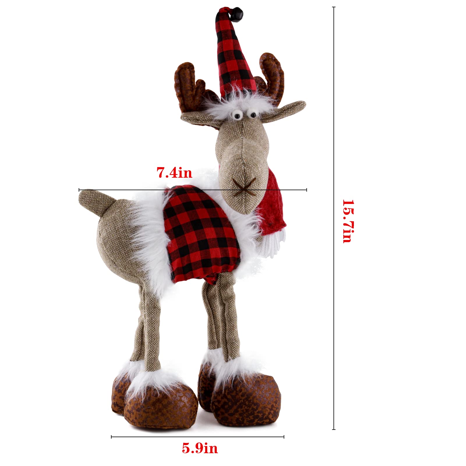 Décoration de Noël en forme de renne de Noël - Figurine de Père Noël suédois - Décoration de table de Noël faite à la main - Nain de buffle en peluche pour la maison, l'intérieur et les vacances