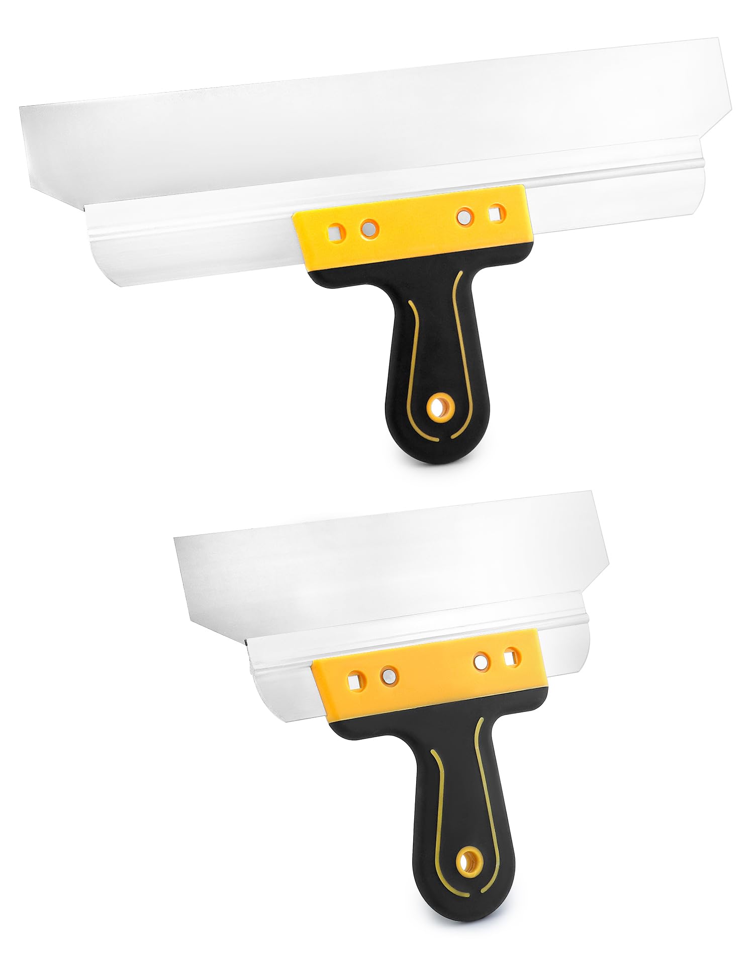 QWORK® Ensemble de Couteau à enduire 250mm + 400 mm, Spatule enduit en acier inoxydable, Poignée ergonomique avec trou de suspensione
