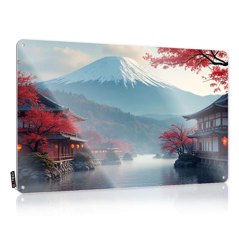 Sujd Colour Neon Farmhouse Signs Rustic Return | Mount Fuji With Autumn Foliage And Traditional Japanese Architecture. Inappropriate Metal Wall Decor For Mountain Home(30X40cm)