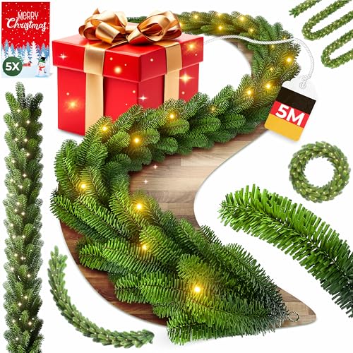 KESSER® Weihnachtsgirlande 5m mit Beleuchtung 100 LEDs - 6 Stunden...