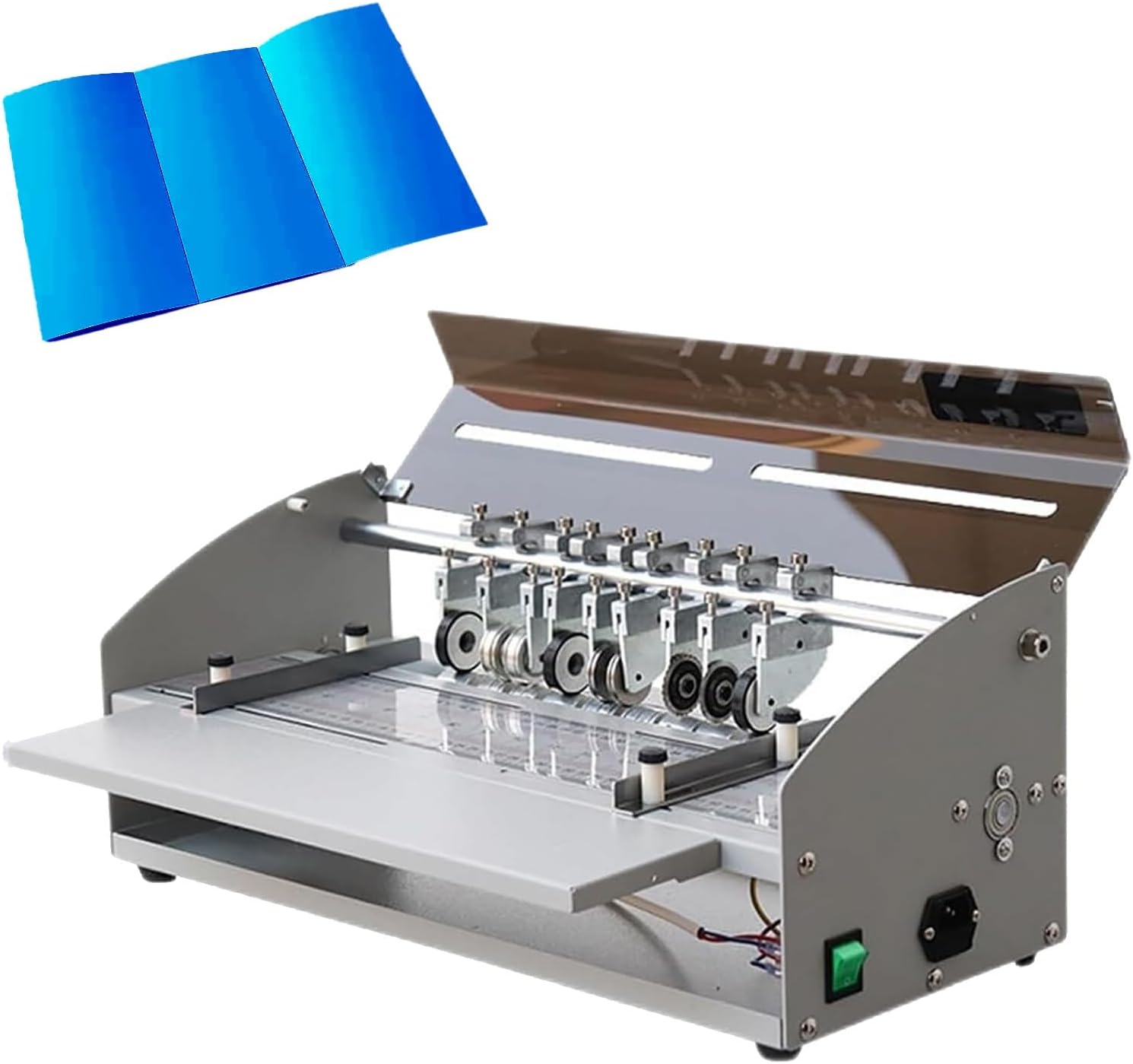 Electric Creasing Machine, 460mm Automatic Paper Creasing Machine with Cover, Bidirectional Positioning, 4 in 1 Multi-Function Paper Folding Machine for Files Photos Cards