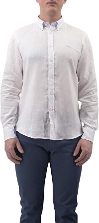 Harmont & Blaine - Men Linen Shirt White Regular CRF014 M 010883 100-32394