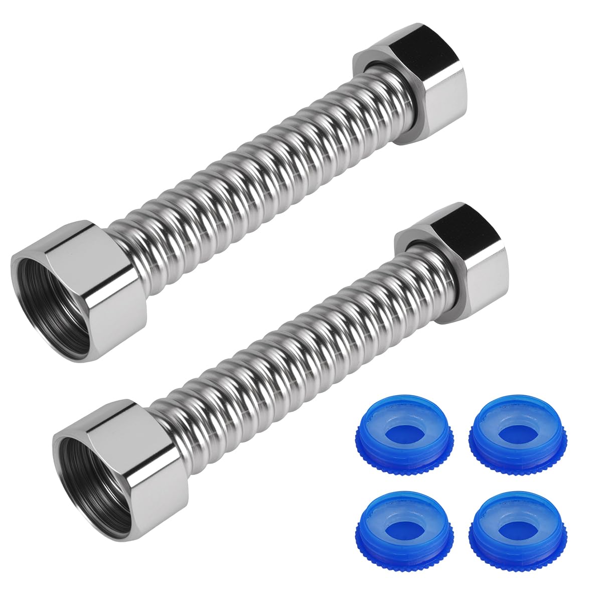 2 Pezzi Tubi Ondulati in Acciaio Inox, 10 cm Tubo Flessibile di Collegamento in Acciaio Inox, G1/2"" x G1/2"", Universale Tubo Flessibile per Miscelatori, Soffione Doccia, Rubinetto Cucina e Bagn