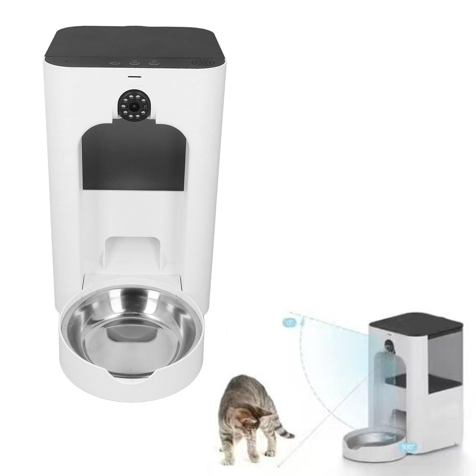 Mangiatoia Automatica per Animali Domestici con Fotocamera, Video HD 1080P, Mangiatoia per Cani Gatto WiFi 2.4G 5G, Controllo APP, per Gatti e Cani di Piccola Taglia (Spina