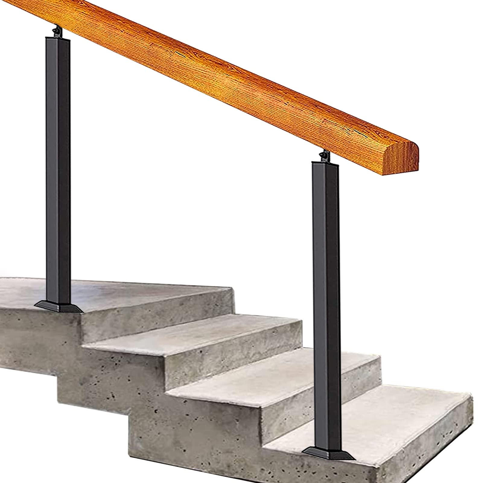 Rampe d'escalier 1 à 5 marches de 150 cm avec kit de support de poteau noir
