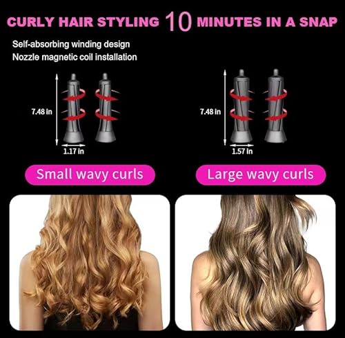 Amgnetic Adsorption Hair Dryer Attachments - Curling Iron For Dyson Supersonic Hair Dryer Hd01 Hd02 Hd03 Hd04 Hd07 ，Hair Dryer Professional Attachments For Women Styling Natural，Contain 2 Curling Iron #TOP3