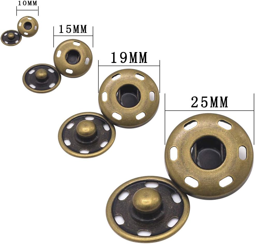 55 Sets Sew-on Snap Buttons Metal Snap Fastener Durable Press Studs Buttons for Sewing Clothing, 4 Sizes