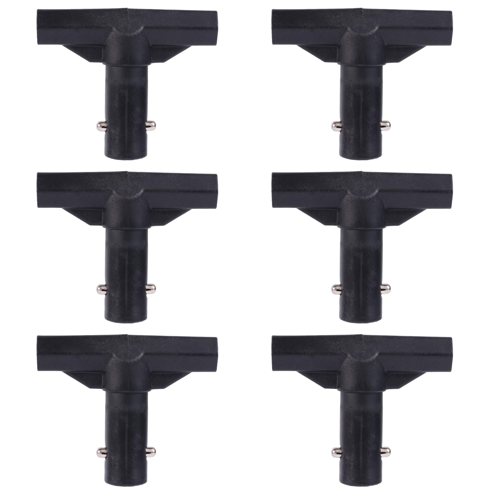 6pcs T-Tube Connector for Trampoline Pole Covers, Black Plastic T-Connector Accessories for Connection Replacement Part Cap between Top Pole and Net