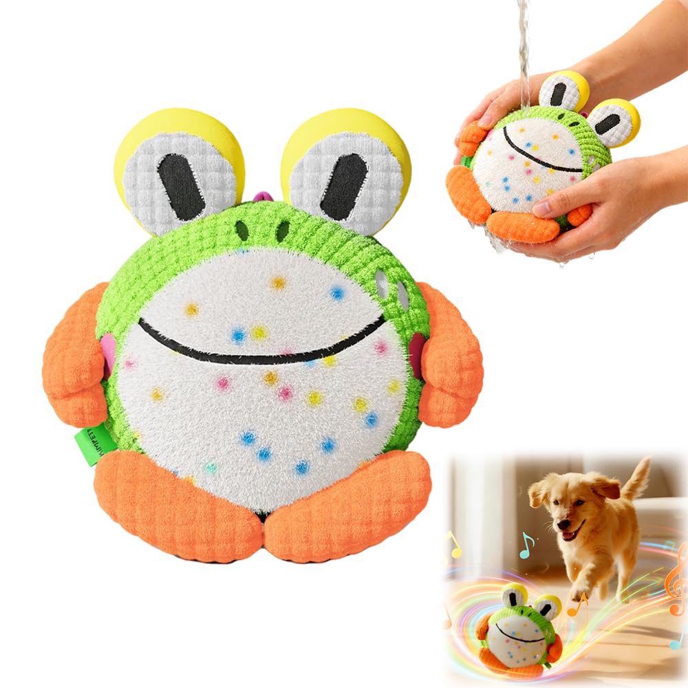 Juguete interactivo para perros, juguetes chirriantes de felpa para mantenerlos ocupados, bola de perros activada por movimiento, juguete de peluche musical para perros pequeños, gatos
