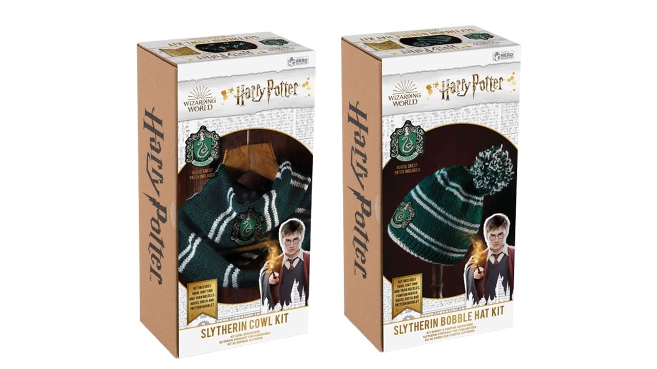 Mad Monkey Slytherin Loop Scarf and Beanie Hat Knitting Set, Green