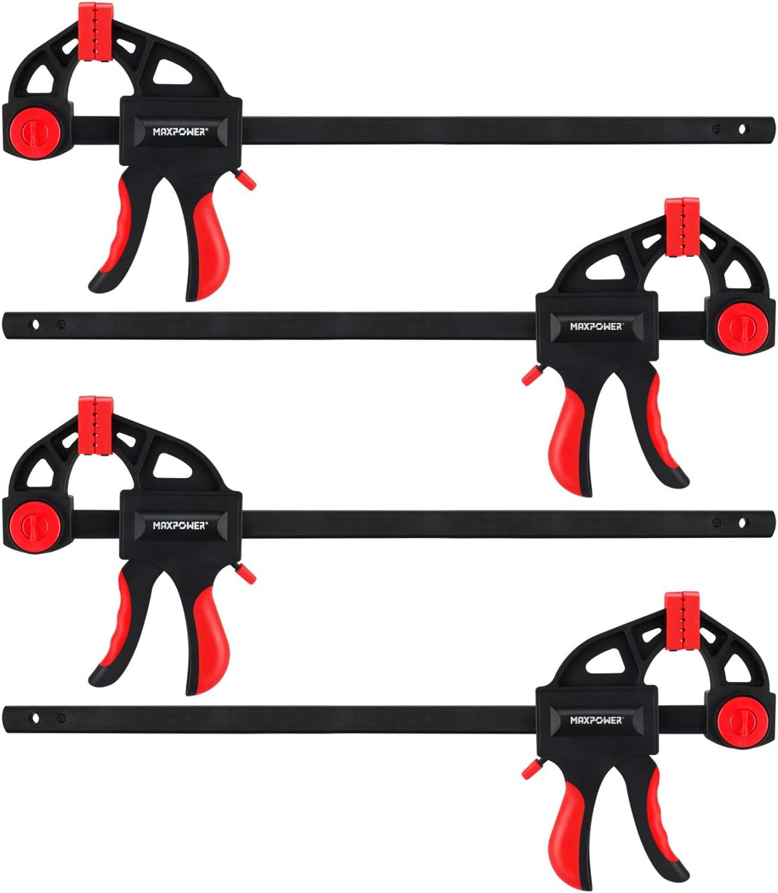 MAXPOWER 12 inch Bar Clamp and 19 inch Spreader (Set of 4)