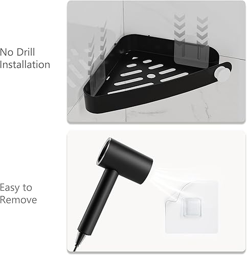 Miniatura 7 de Estante de ducha esquinero, almacenamiento de ducha de baño con estantes adhesivos para ducha interior, soporte de champú para pared de ducha,