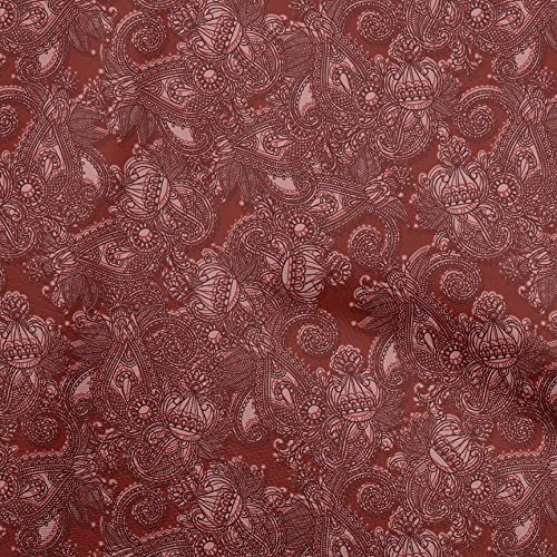 oneOone Cotton Poplin Maroon Fabric Kalamkari Dress Material Fabric Print Fabric By The Yard 42 Inch Wide-193