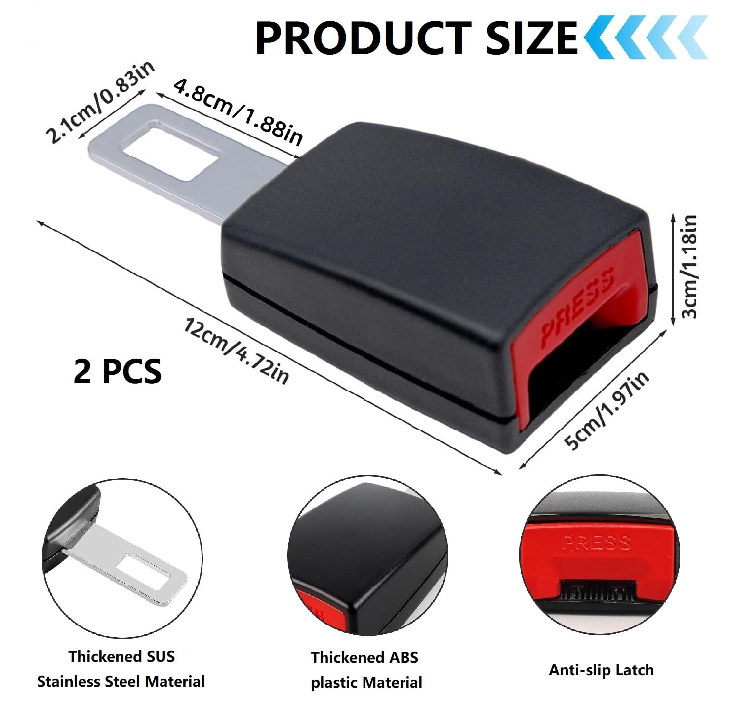 2 Pack Car Parts Universal,Car Seat Buckle Holder,Car Seat Belt Clips Adiuster,undo alarm for belt for truck car,Suitable for Most Different Auto Models — view 2