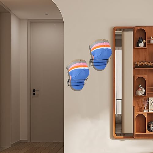 Miniatura 4 de Anrialfu Percheros para gorras de béisbol de pared, 2 paquetes de organizadores de sombreros de metal para gorras de béisbol para almacenamiento de