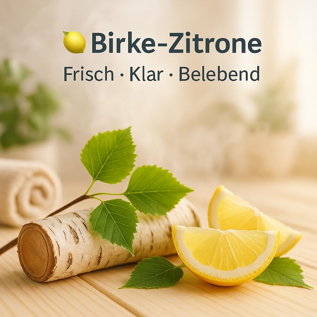 Dufte Momente Saunaaufguss-Konzentrat Birke-Zitrone – 3 Liter – frisch & klar – geprüfte Qualität – konzentriert & ergiebig – vegan & Made in Germany