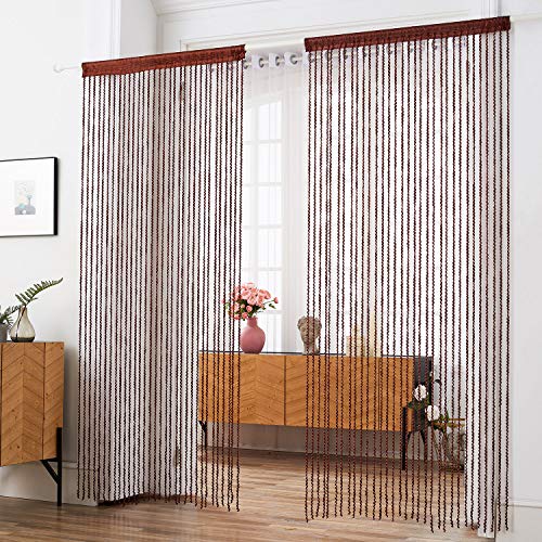 HSYLYM - Cortina de cadena en espiral (poliéster, 90 x 200 cm), poliéster, marrón, 90x200cm(35x78inch)