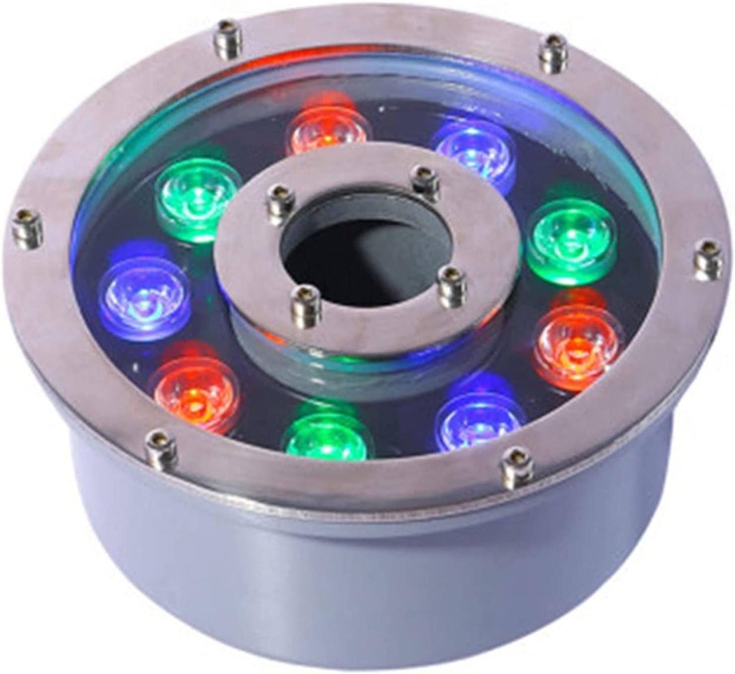 Luces LED sumergibles para Piscinas: Luces subacuáticas para estanques, Luces de Fuente de Parque cuadradas Impermeables IP68, Luces de Colores con características de Agua, Foco de Haz de Acero INOX