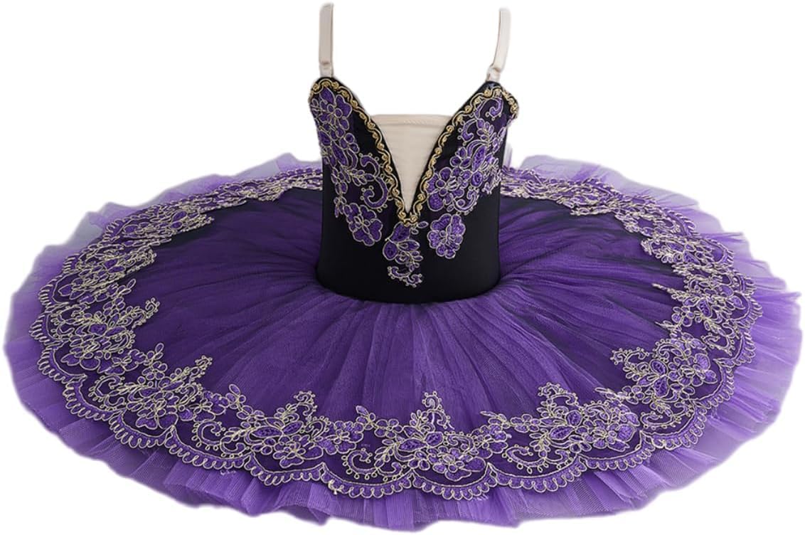 Lila Mädchen Ballettkleid Rock Tütü, Professionell Erwachsene Platter-Pfannkuchenkleid, Kinder Schwanentanz Kostüm