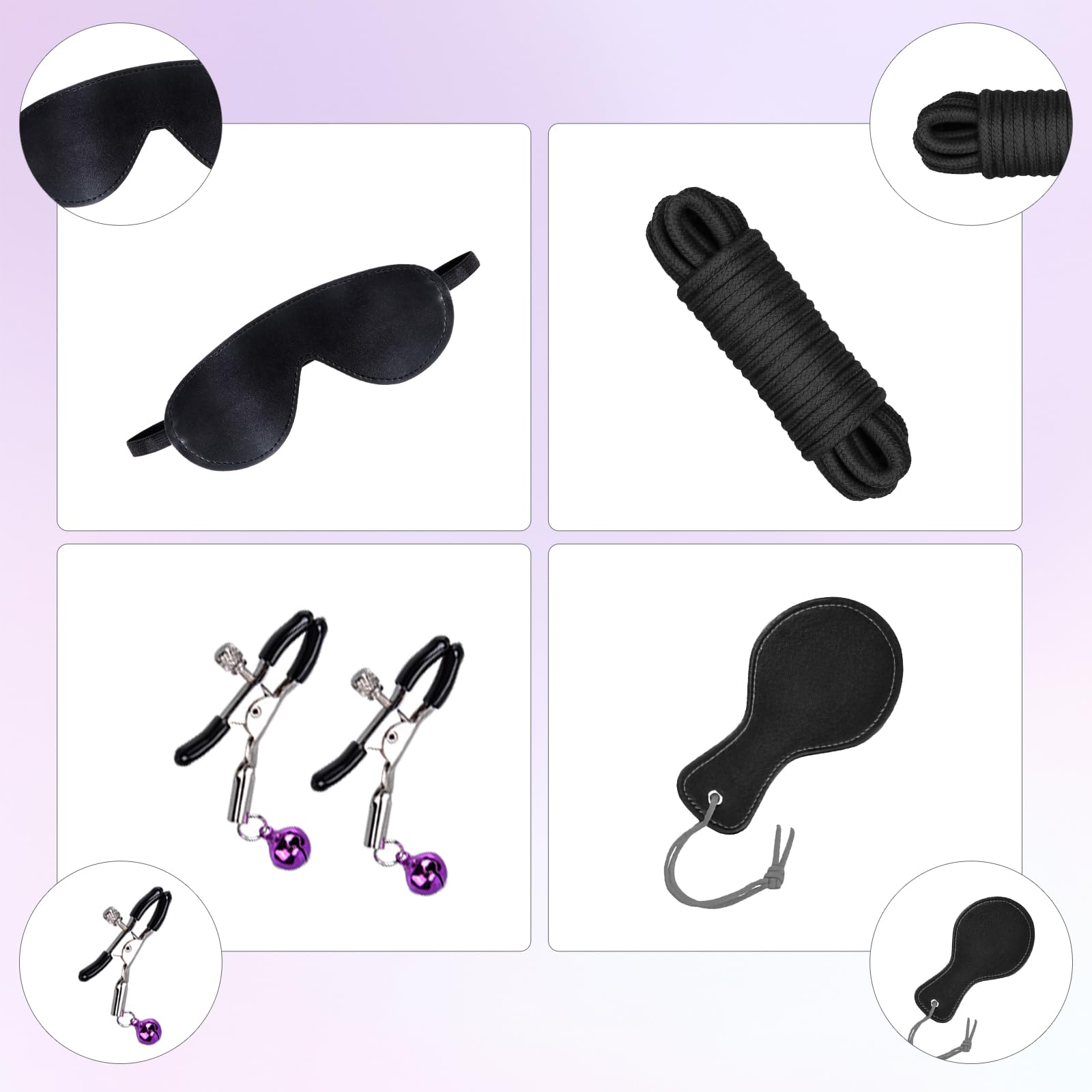 26 Piezas SM Bondage Kit, Qoosea BDSM Restraints Kits de Juguetes Eroticos para Parejas, Kit de BDSM Sex Toy con Plug Anal Butt Plug Set Juguetes Sexuales para Principiantes Sexual Adultos